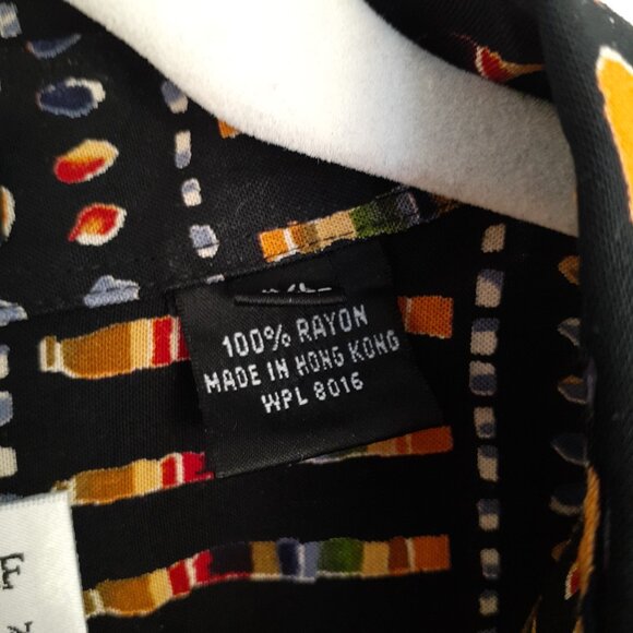 Tuttle Golf Rayon Short Sleeve Button Up Shirt Black Multi Print Size XXL - Picture 7 of 9